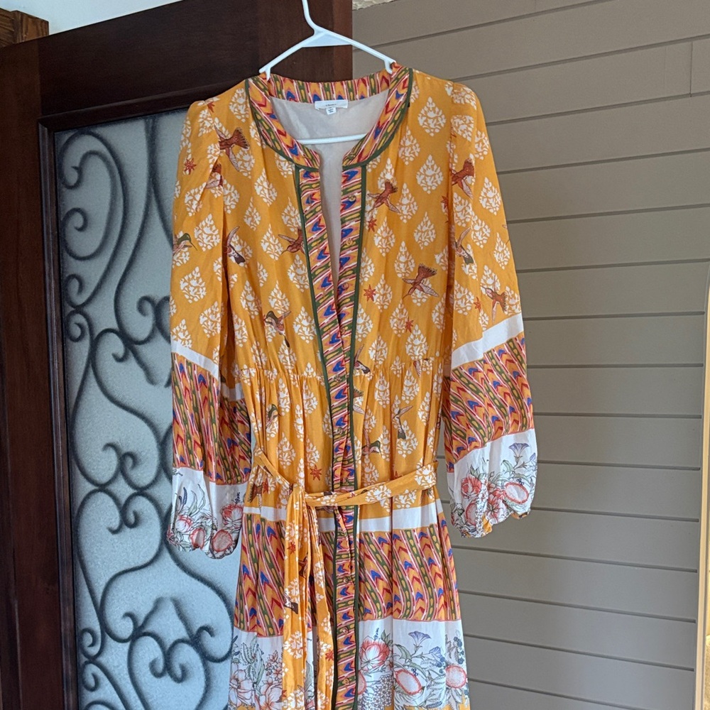 Elegant Long Sleeve Floral Dress in Orange